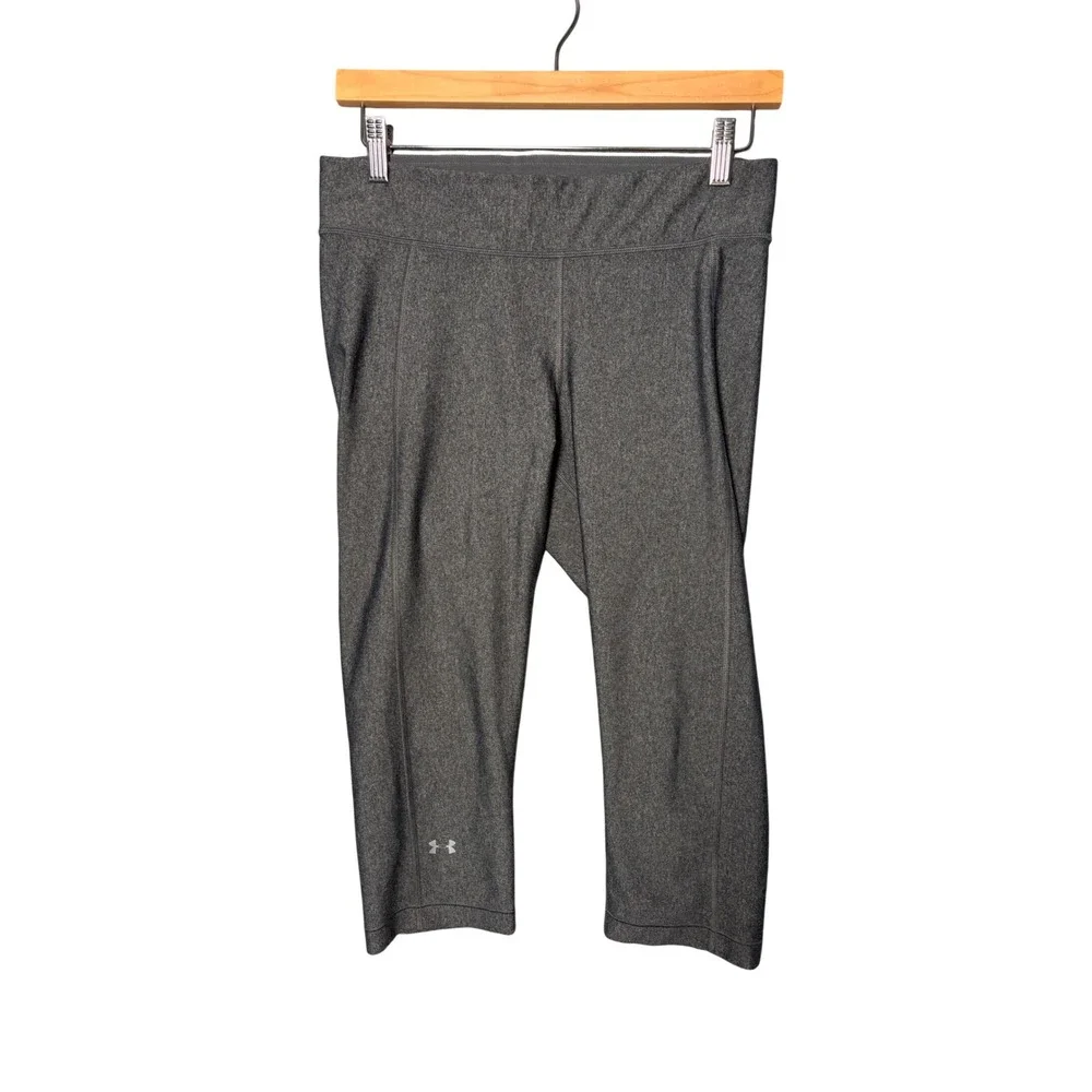 Under Armour Womens Compression Capri Leggings Large Gray HeatGear Athletic